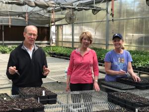 In the Greenhouse: Steve Leggett, Claudia Watson, Lynda Acker